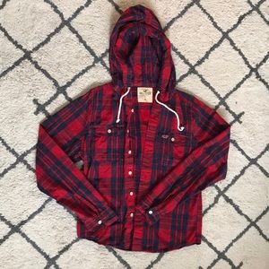 XL Hollister, water resistant, flannel hoody